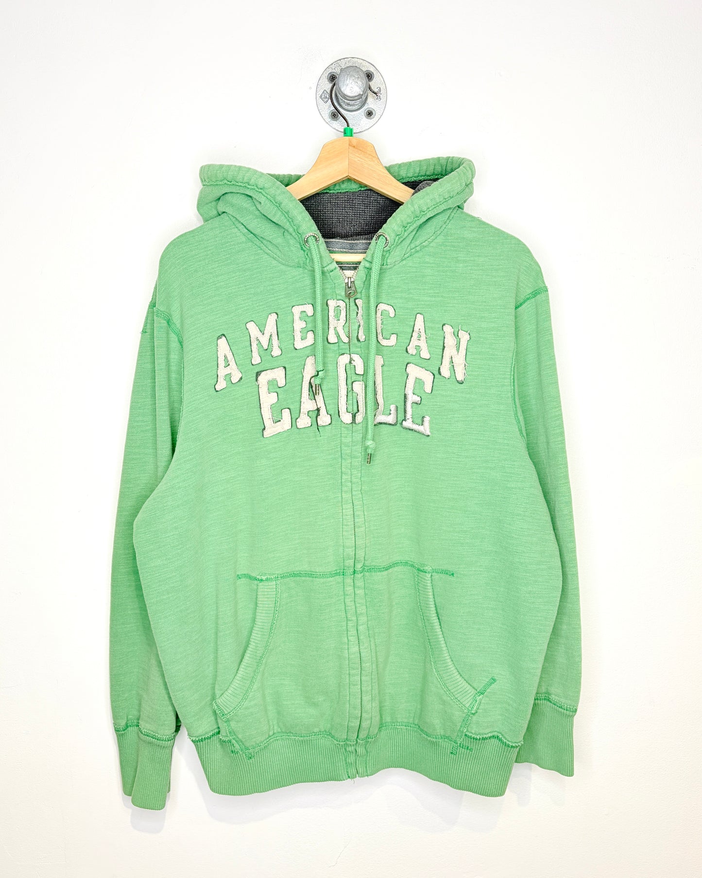 American Eagle Mint Zip Up Waffle Lined Hoodie