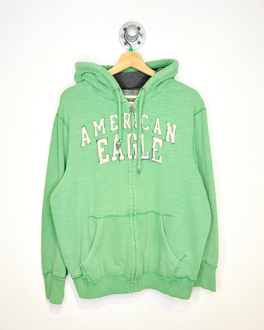 American Eagle Mint Zip Up Waffle Lined Hoodie