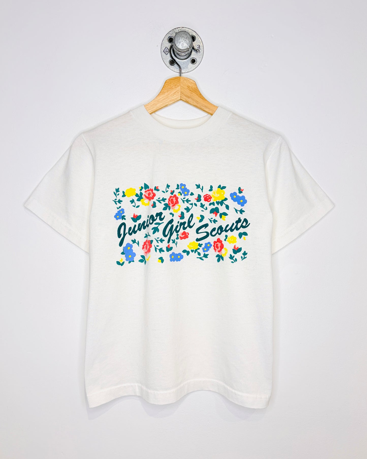 Vintage 90s Junior Girl Scouts White Tee Shirt