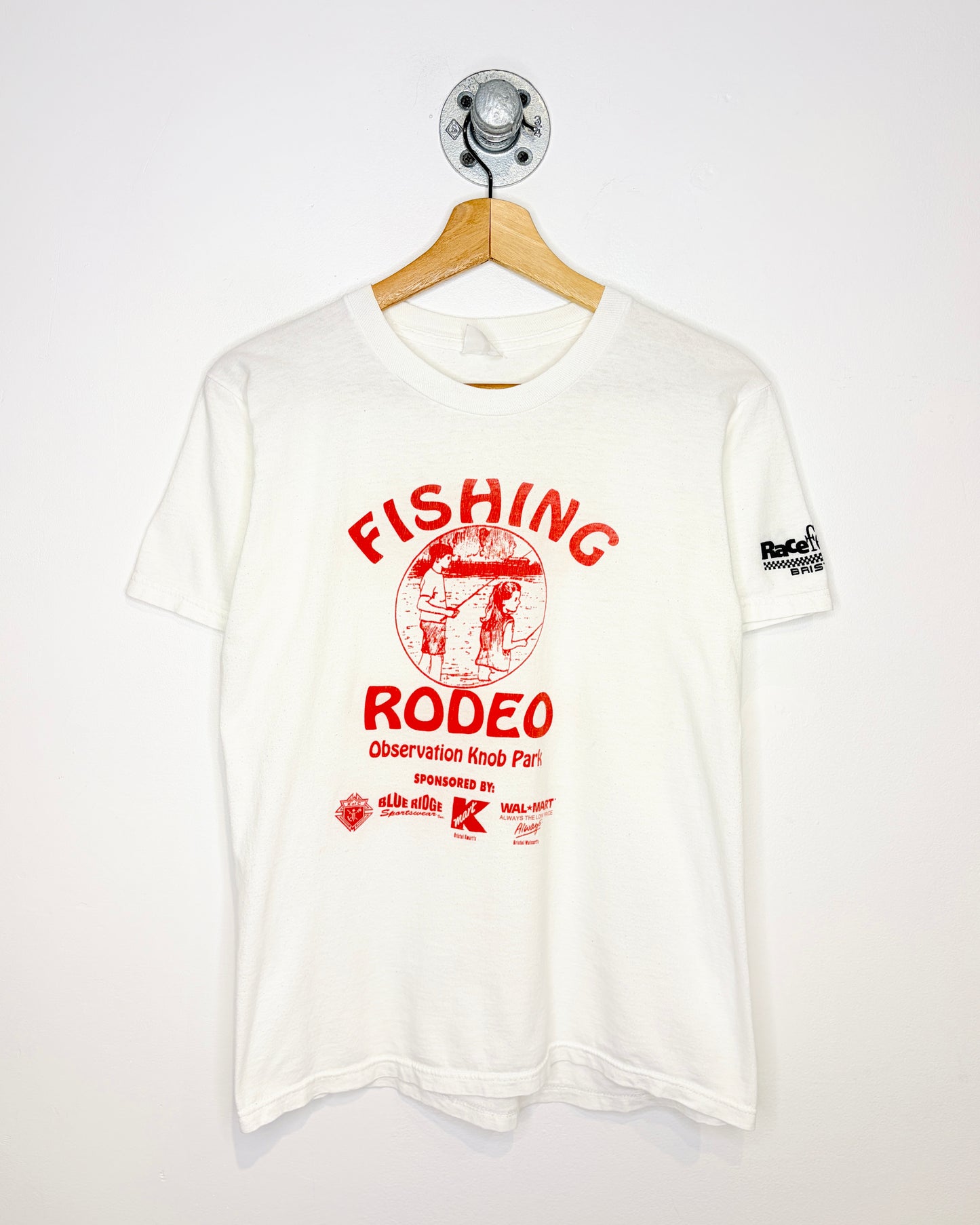 Vintage 90s Fishing Rodeo Thin White Tee Shirt