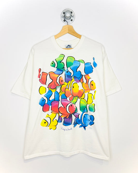 Vintage 90s Key West Clownfish White Tee Shirt