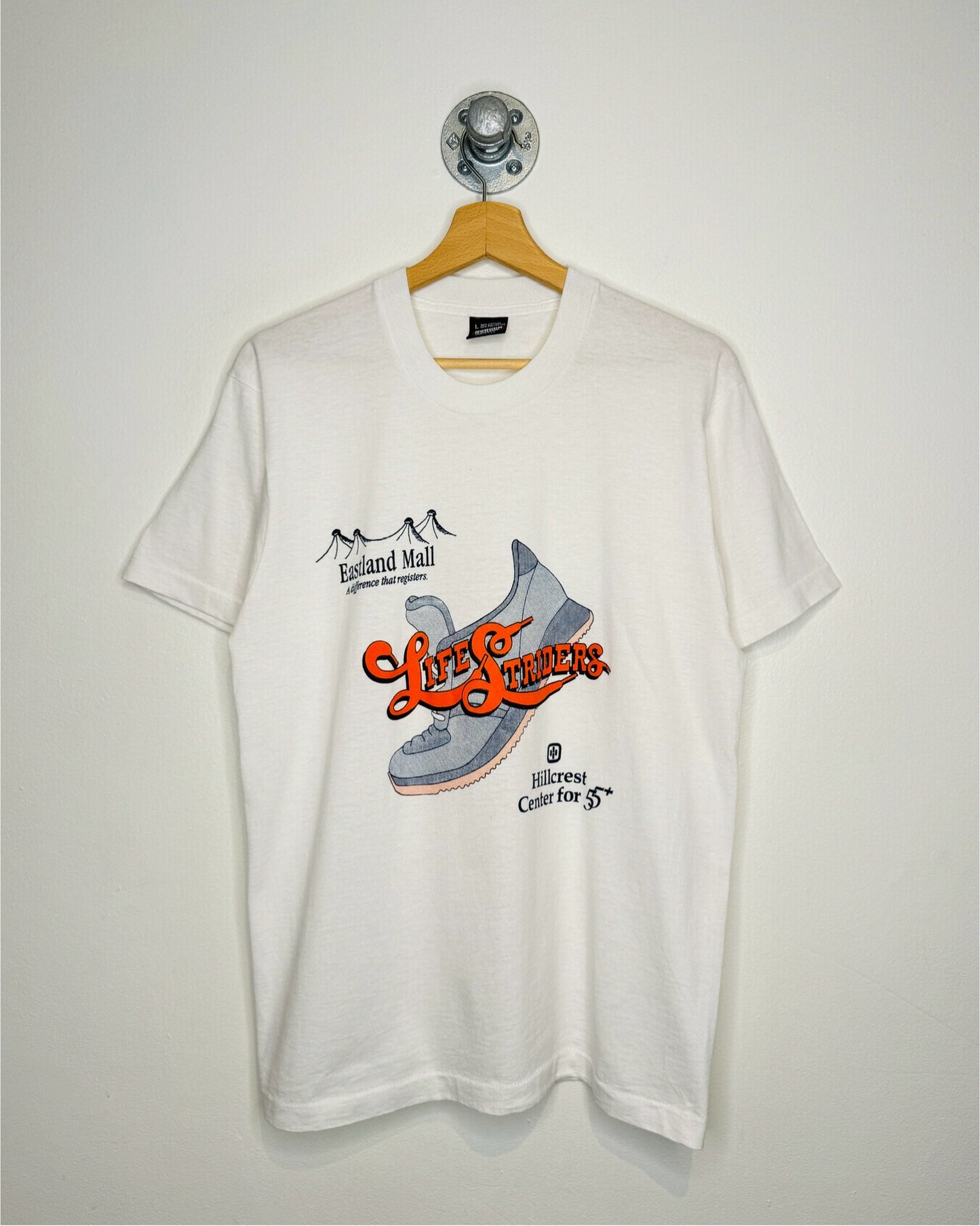 Vintage 90s Life Striders White Tee Shirt