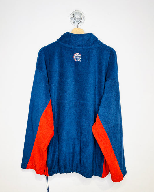 Vintage 2000s Edmonton Oilers TwoTone Navy 1/4 Zip Fleece