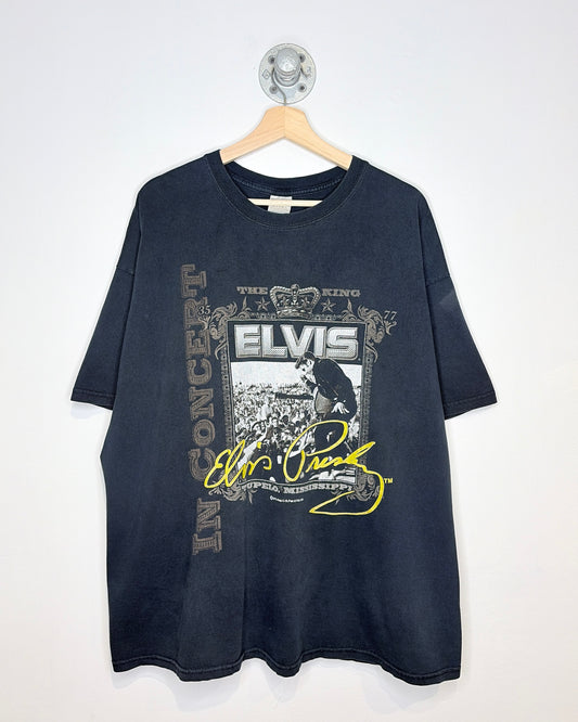 2000s Elvis Presley The King Faded Black Tee Shirt