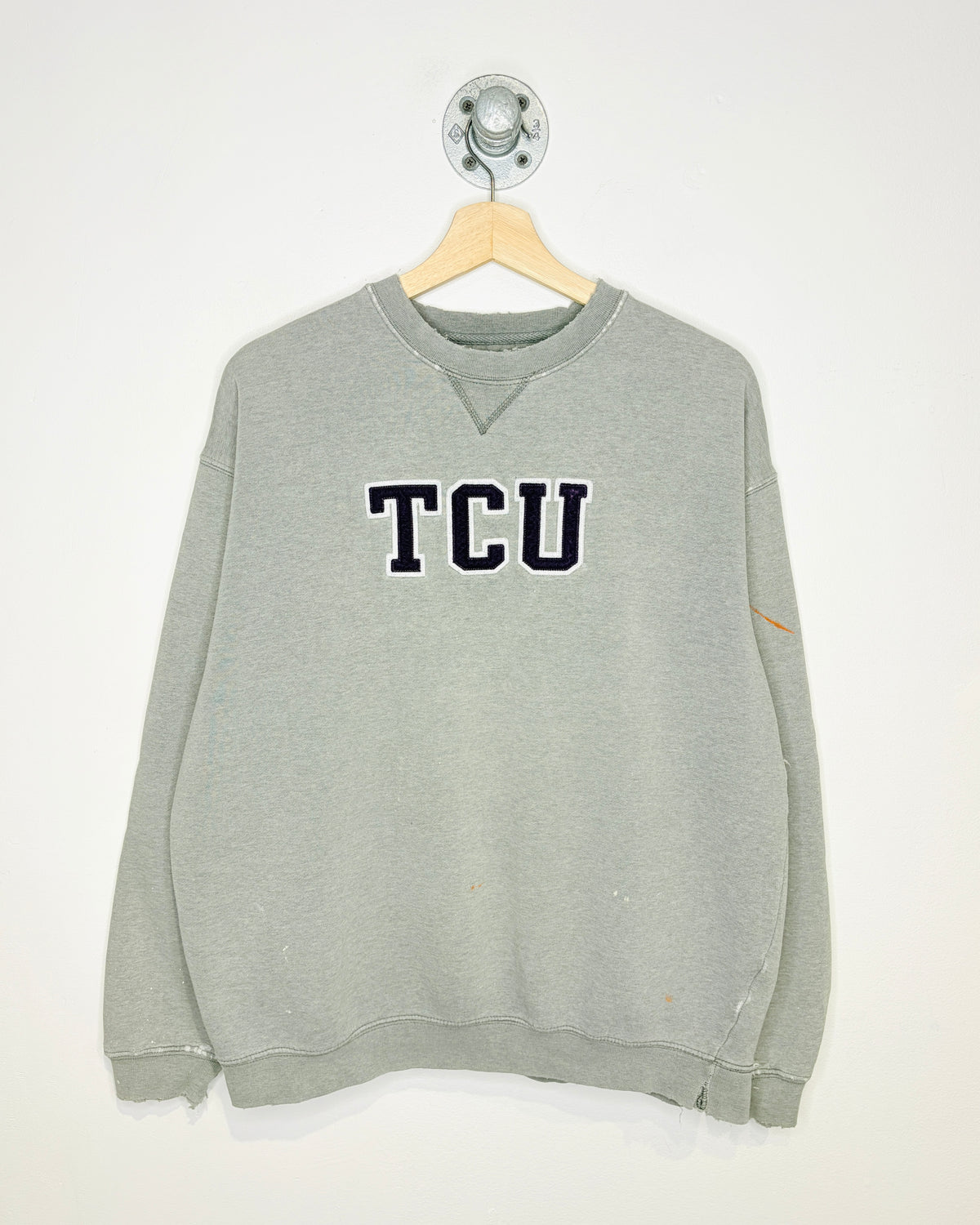 Vintage TCU Distressed Grey Crewneck Sweatshirt