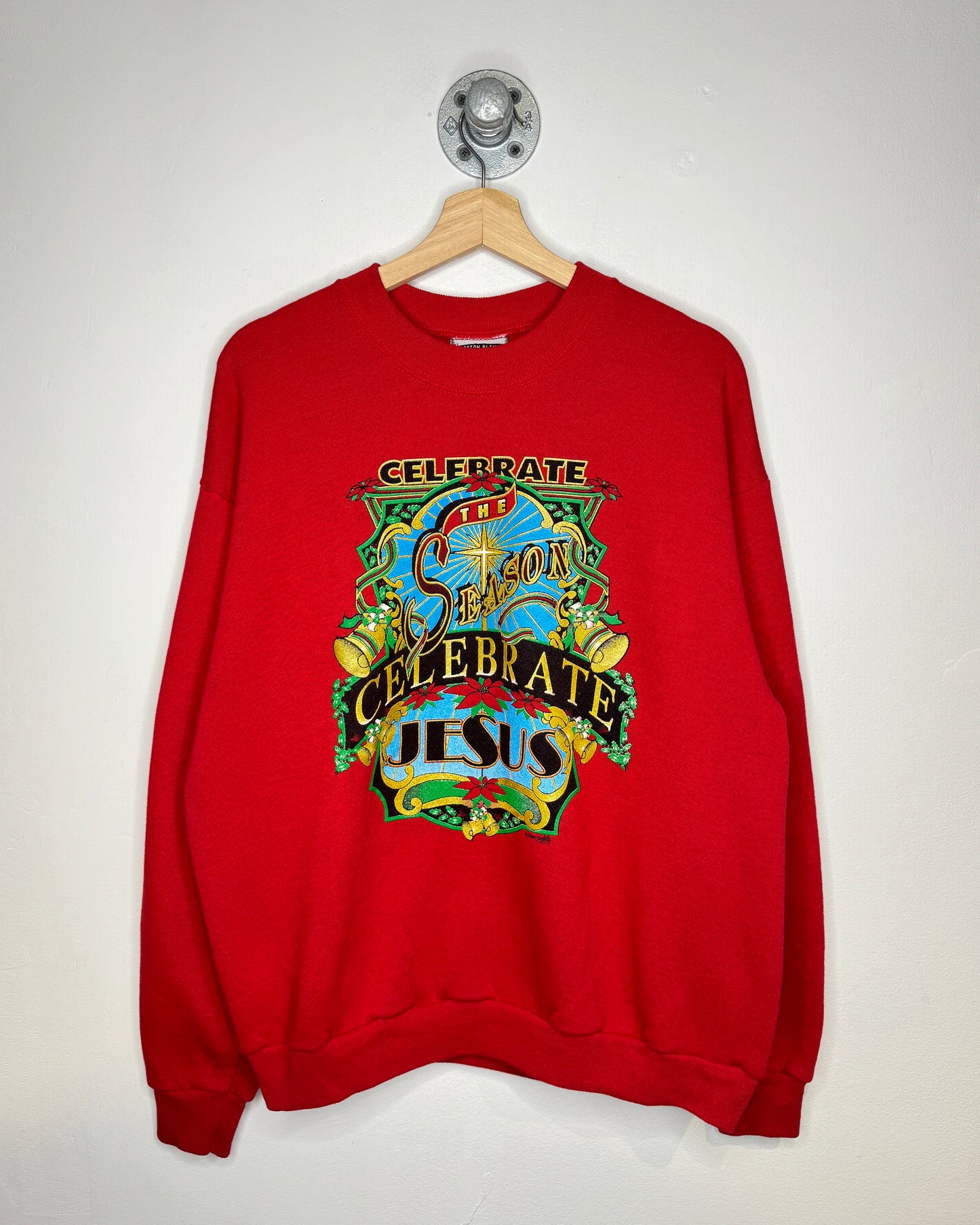 Vintage 1994 Celebrate Jesus Christmas Red Crewneck Sweatshirt