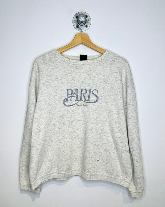 Vintage 90s Paris France Ash Grey Crewneck Sweatshirt