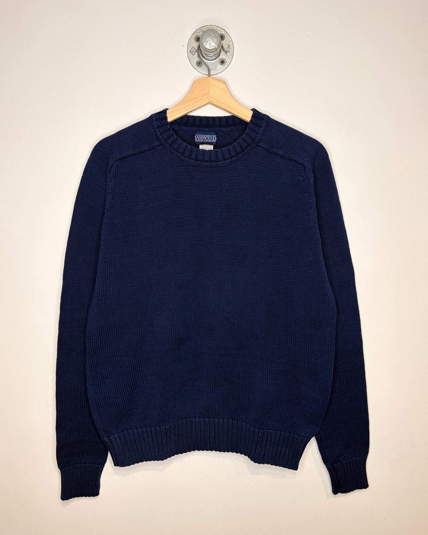 Vintage Lands End Faded Navy Blue Sweater