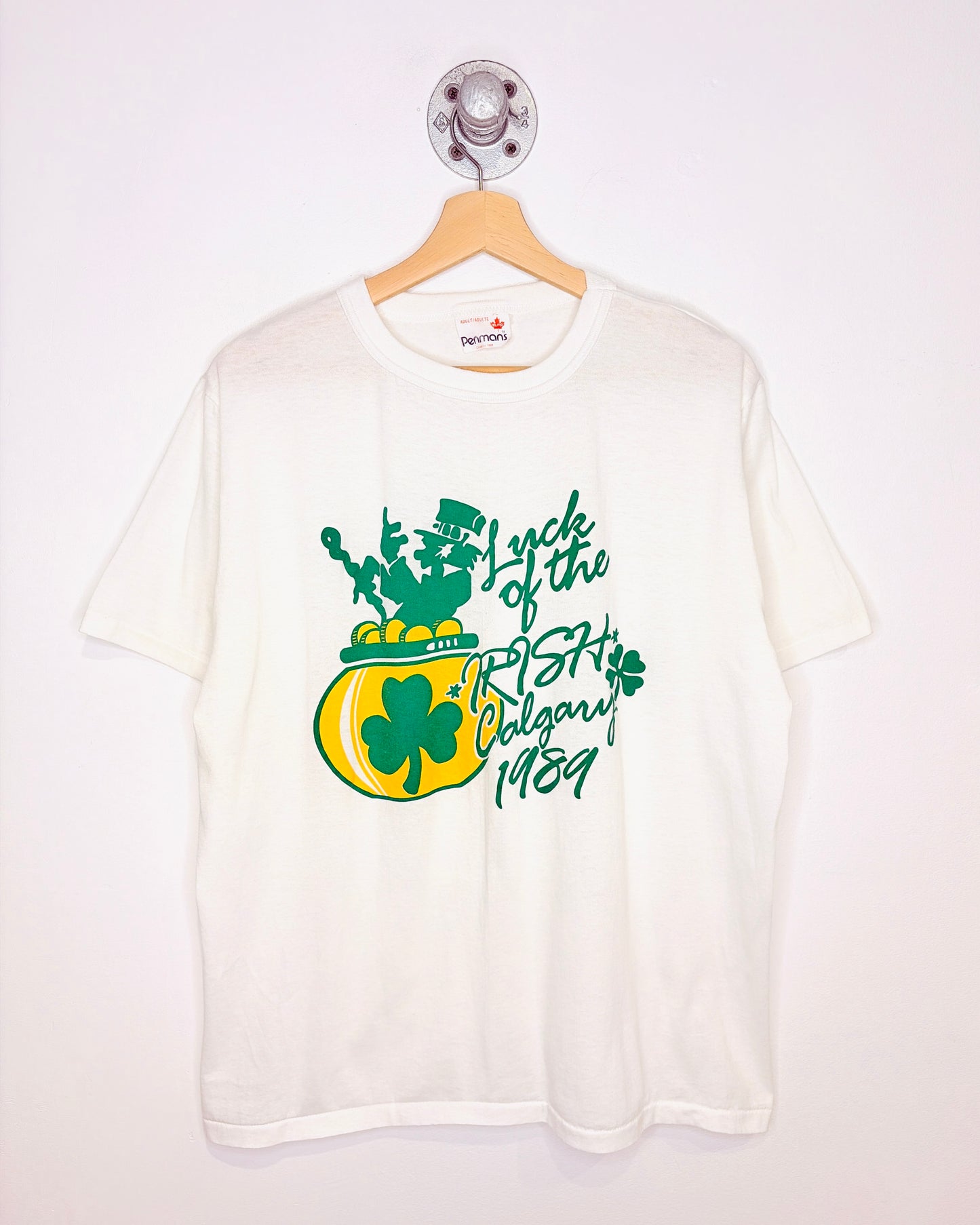 Vintage 1989 Luck Of The Irish White Tee Shirt
