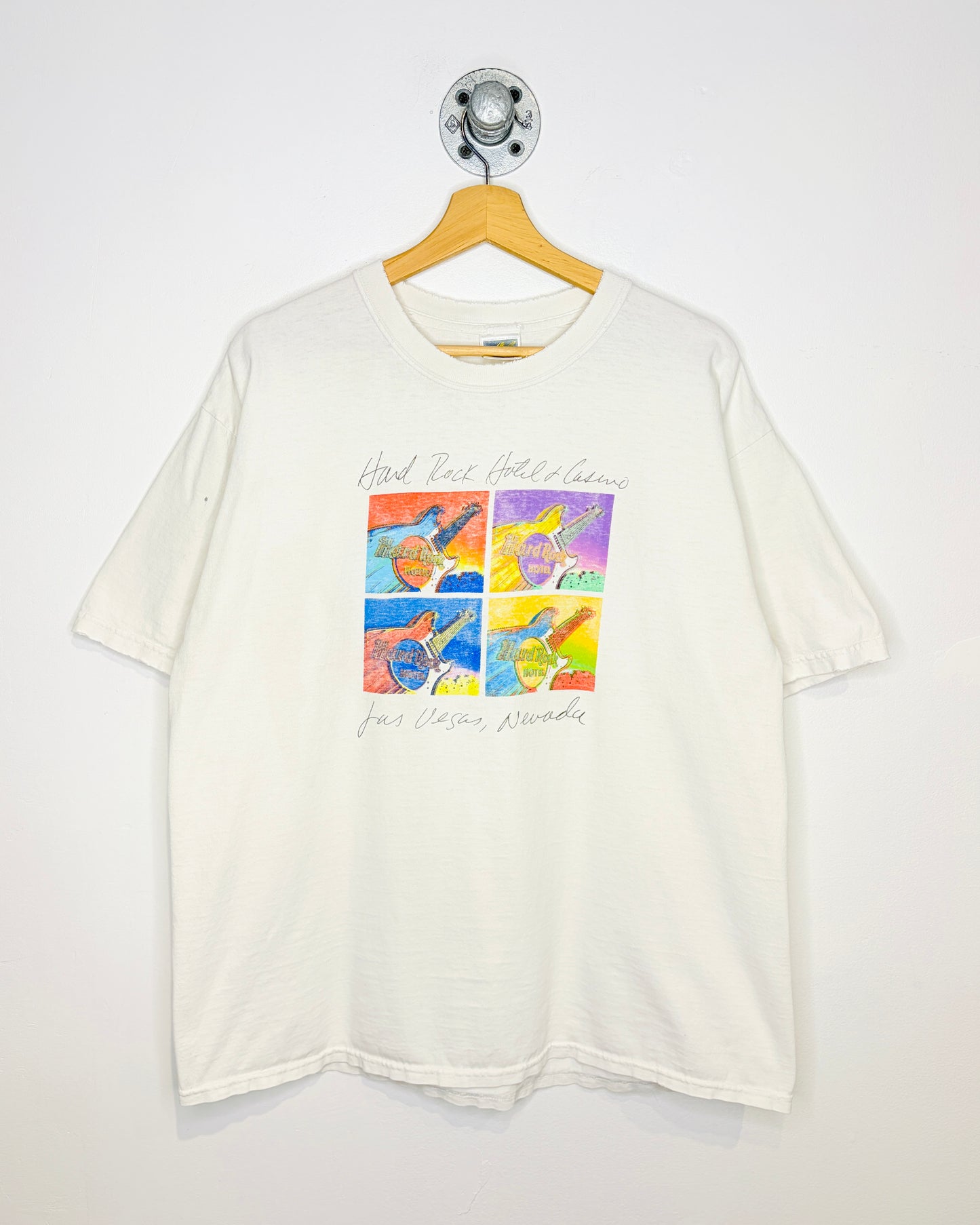 Vintage Hard Rock Cafe Las Vegas Distressed White Tee Shirt