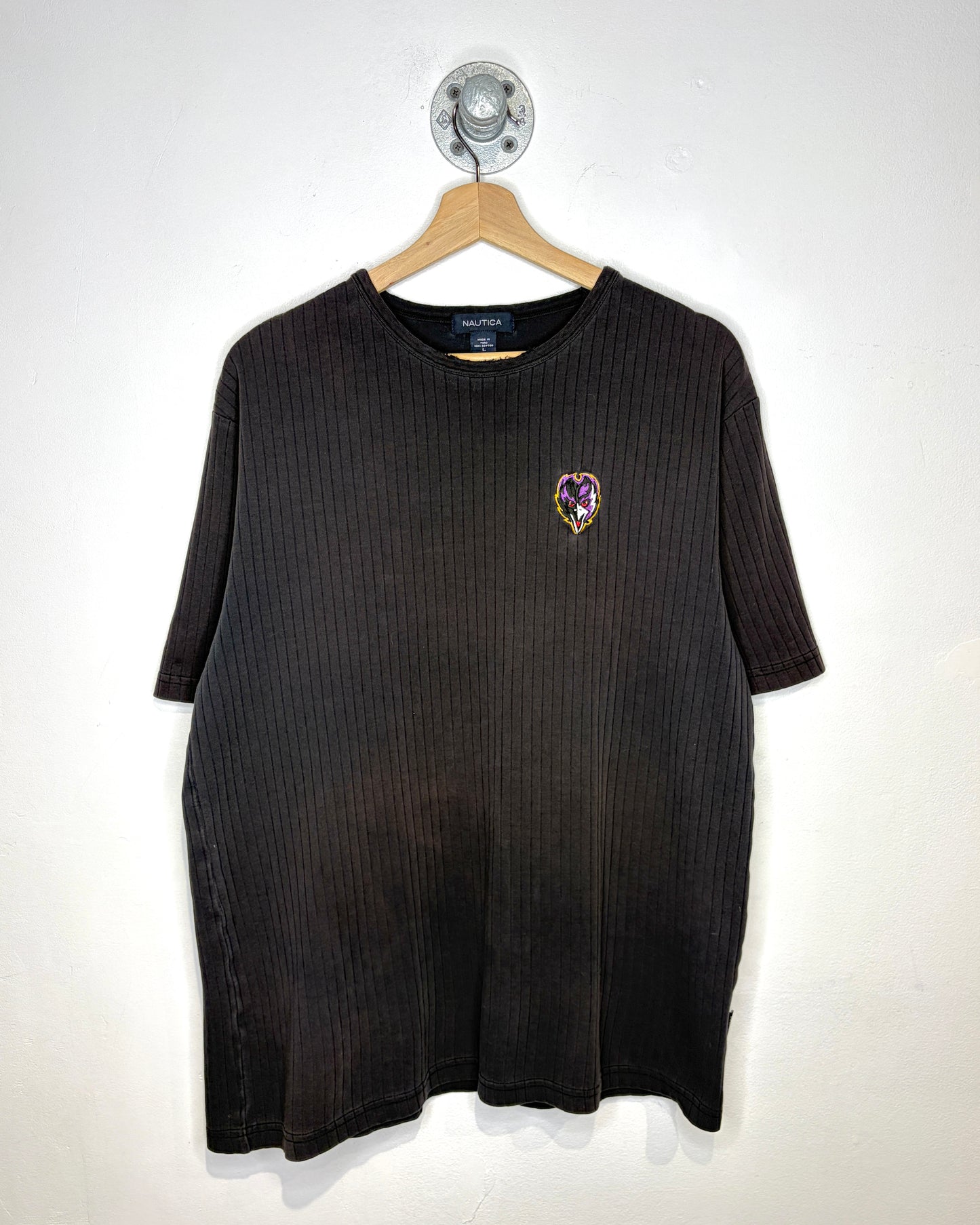 2009 Nautica Baltimore Ravens Ribbed Black Tee Shirt