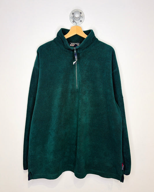 Vintage 90s Nautica Competition Forest Green 1/4 Zip Fleece