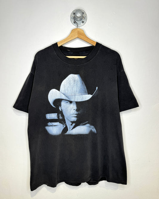 Vintage 90s Dwight Yoakam Faded Black Tee Shirt