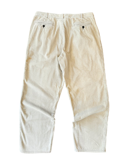 Vintage 90s Prefab Baggy Cream Double Pleated Corduroy Pants