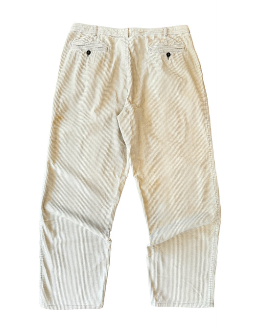 Vintage 90s Prefab Baggy Cream Double Pleated Corduroy Pants