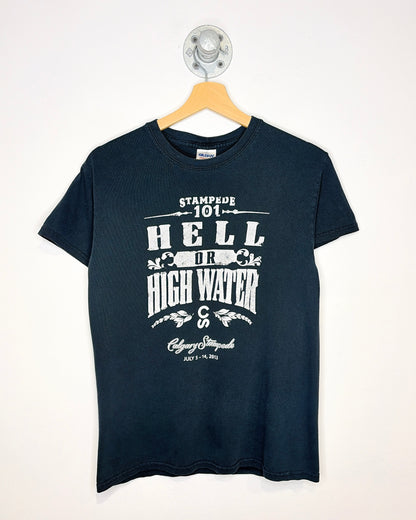 2013 Calgary Stampede Hell Or High Water Graphic Black Tee Shirt