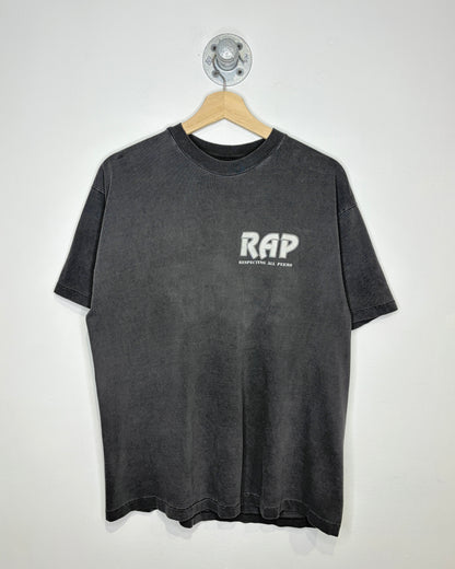 Vintage 90s Respect All Peers Faded Black Tee Shirt