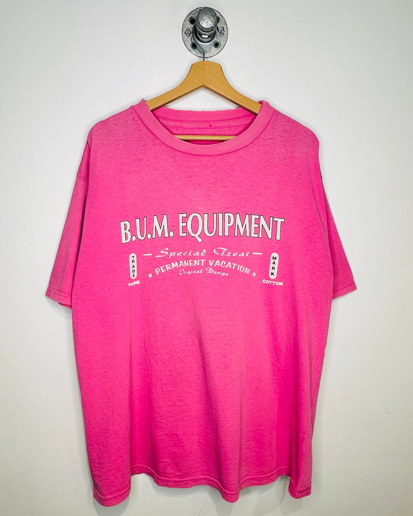 Vintage 90s B.U.M Equipment Pink Tee Shirt
