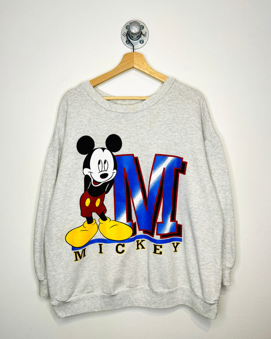 Vintage 90s Mickey Heather Grey Crewneck Sweatshirt