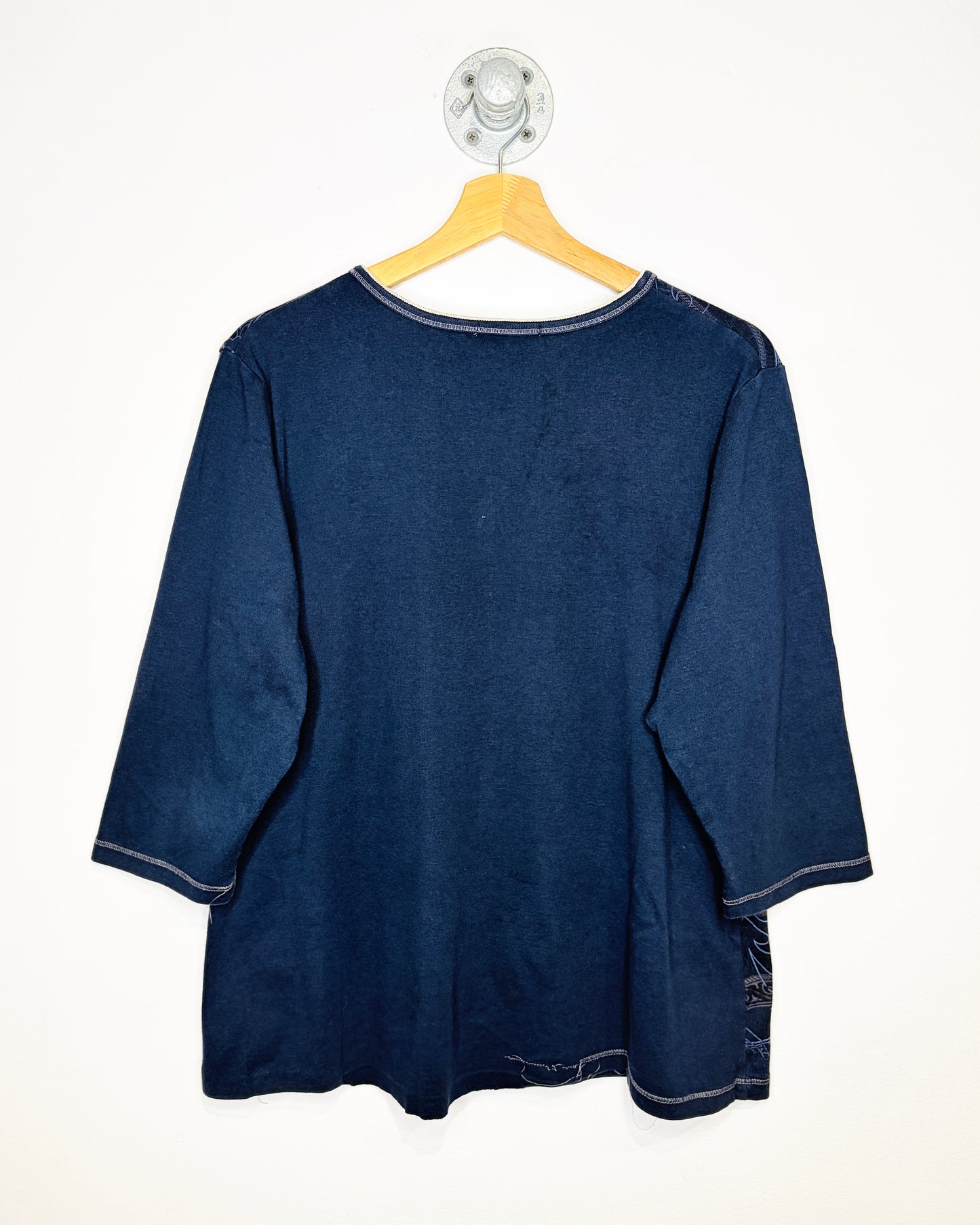 Vintage Y2K Women’s Dressbarn Navy Henley Longsleeve Shirt