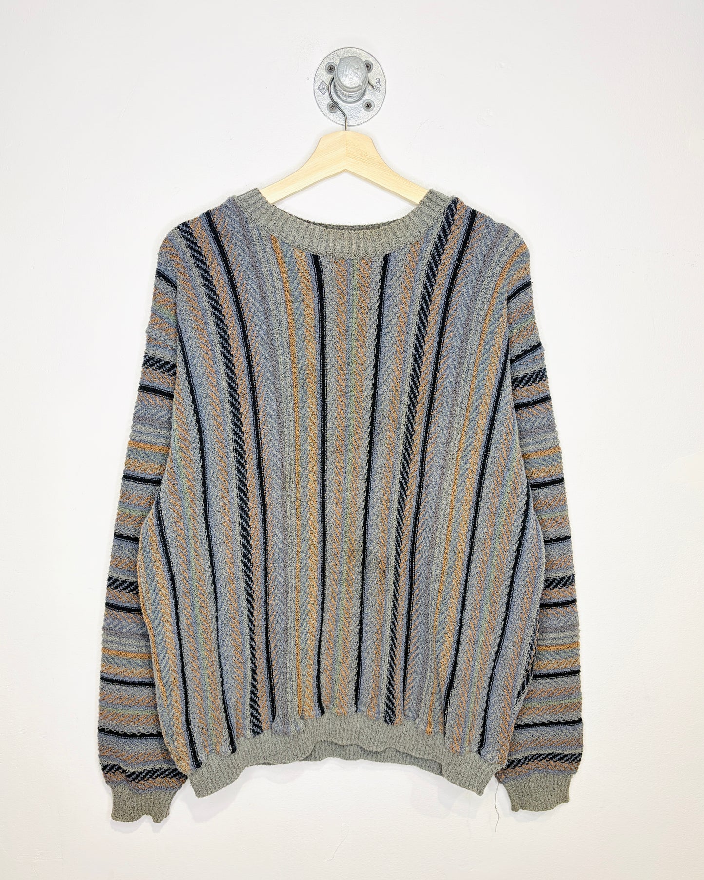 Vintage 90s London Fog Coogi Style Grey Sweater