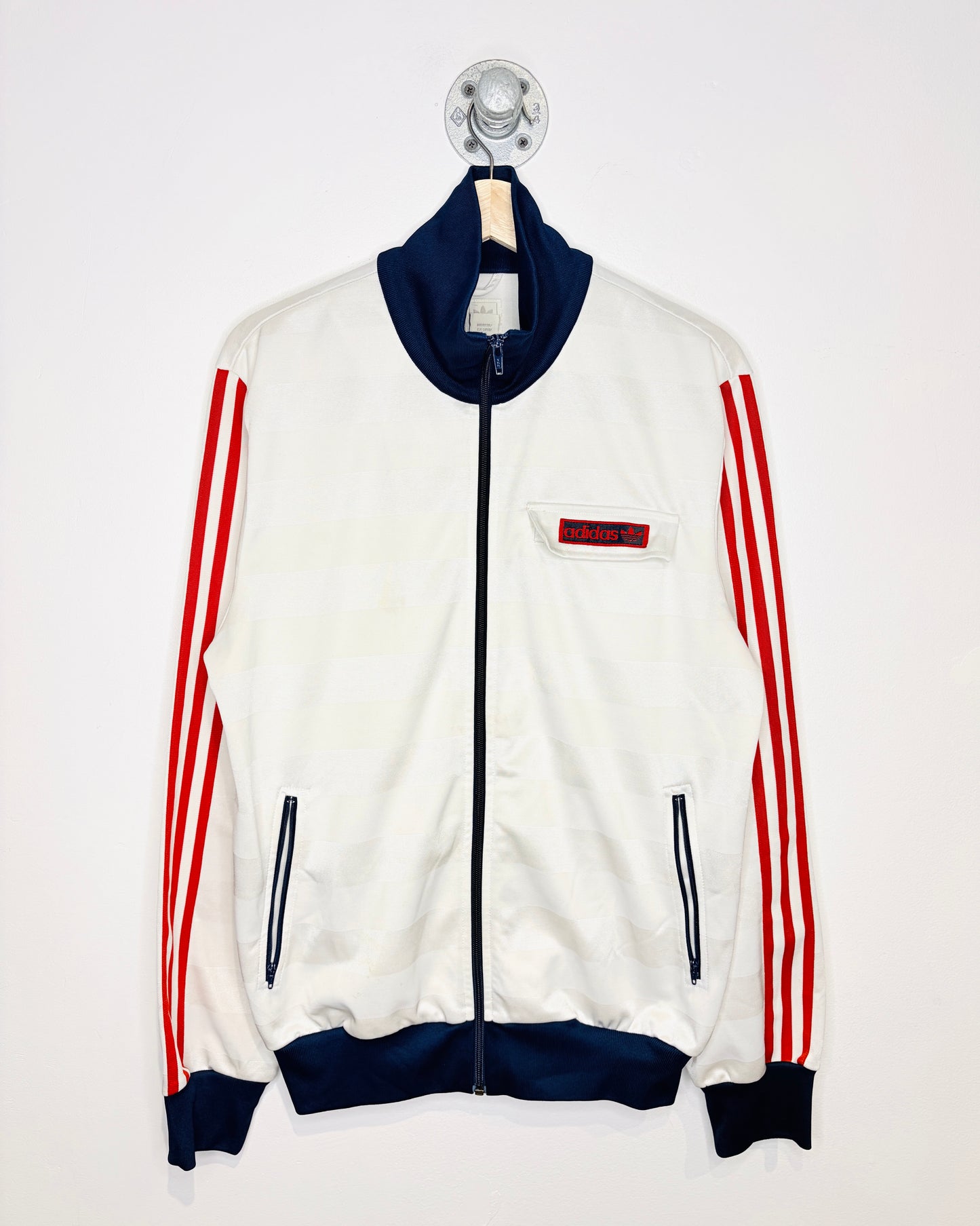 Vintage Adidas Striped White, Navy & Red Track Jacket