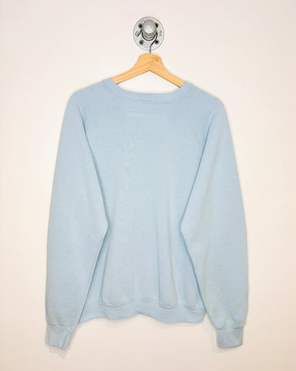 Vintage 80s “Love Is Like A Cat” Light Blue Raglan Crewneck Sweatshirt