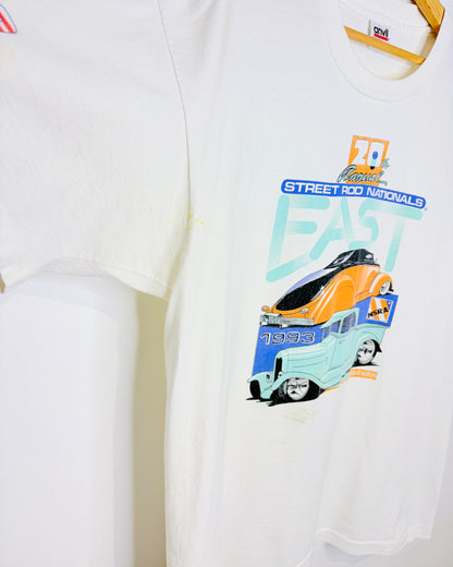 Vintage 1993 Street Rod Nationals Natural White Tee Shirt