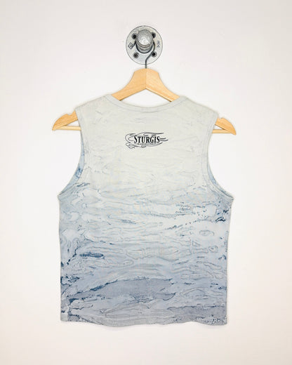 Vintage 2003 Women's Harley Davidson Sturgis Blue Tie Dye Tank Top