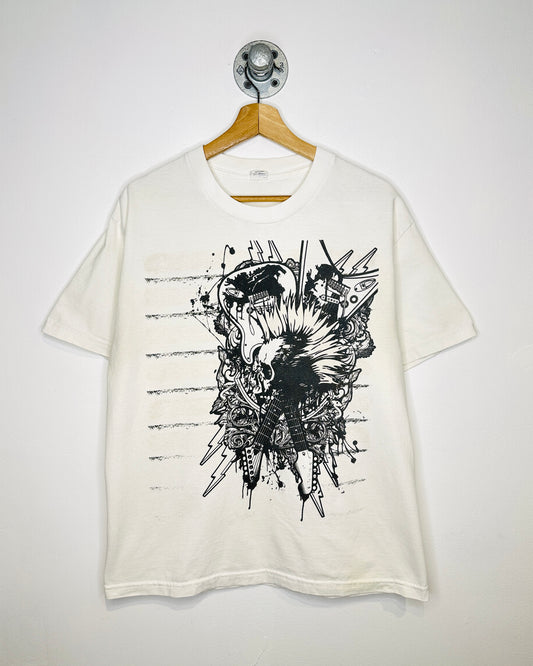 2000s Y2K Punk Rock White Tee Shirt