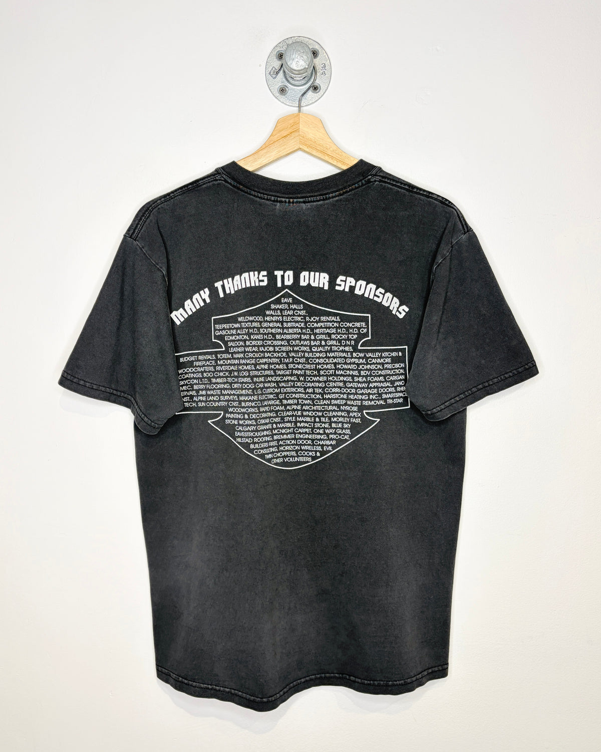 Vintage 2003 Bearberry Charity Motorcycle Rodeo Faded Black Tee Shirt