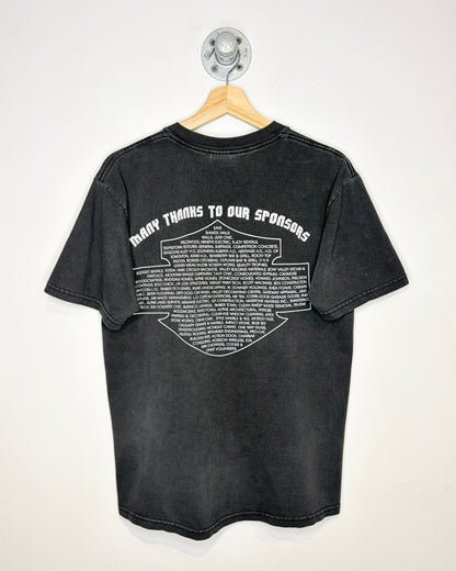 Vintage 2003 Bearberry Charity Motorcycle Rodeo Faded Black Tee Shirt
