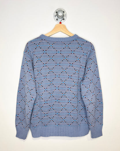 Vintage 1980s Light Blue Speckled Print Crewneck Sweater