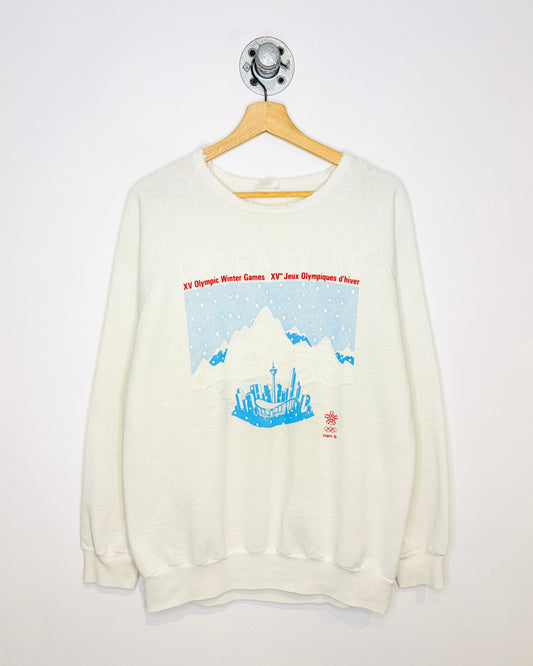 Vintage 1988 Calgary Winter Olympics Paper Thin Crewneck Sweatshirt