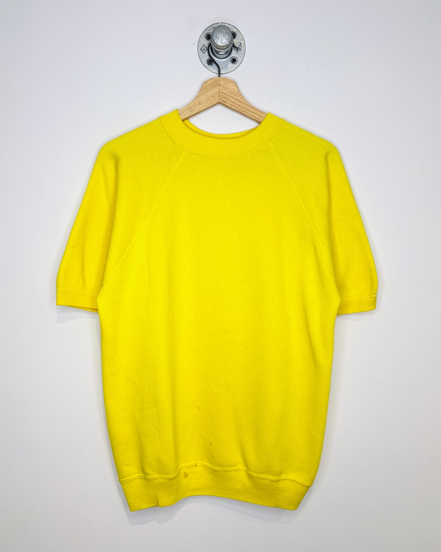Vintage 1960s Sportswear Creslan & Cotton Short Sleeve Yellow Crewneck Sweatshirt