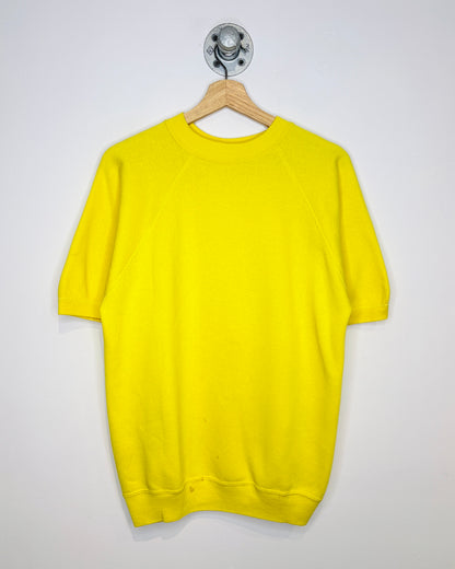 Vintage 1960s Sportswear Creslan & Cotton Short Sleeve Yellow Crewneck Sweatshirt