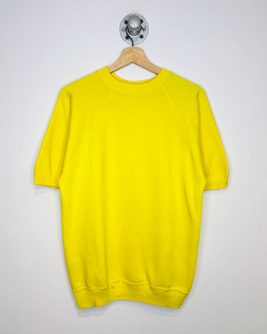 Vintage 1960s Sportswear Creslan & Cotton Short Sleeve Yellow Crewneck Sweatshirt