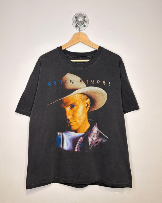 Vintage 90s Garth Brooks Fresh Horses Faded Black Tee Shirt