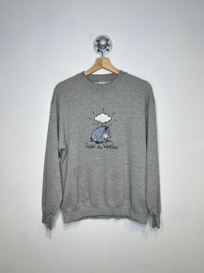 Vintage 2000s Eeyore Under The Weather Grey Crewneck Sweatshirt
