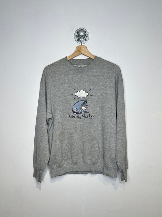 Vintage 2000s Eeyore Under The Weather Grey Crewneck Sweatshirt