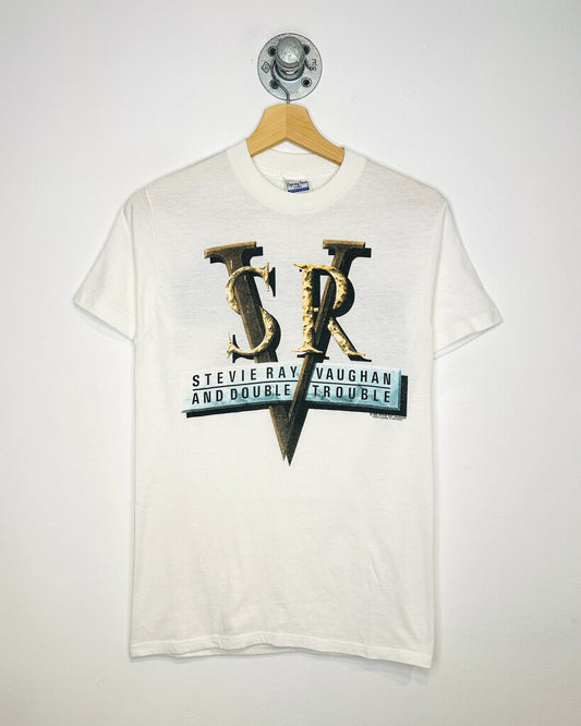 Vintage 1989 Stevie Ray Vaughan And Double Trouble White Tee Shirt