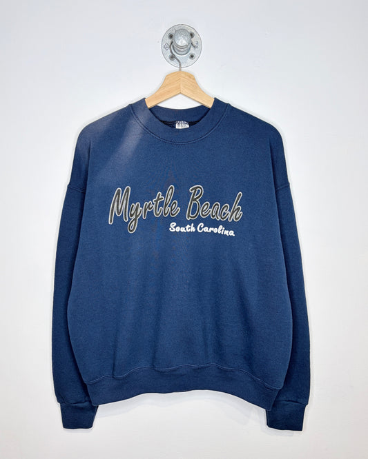 Vintage 90s Myrtle Beach Faded Navy Blue Crewneck Sweatshirt