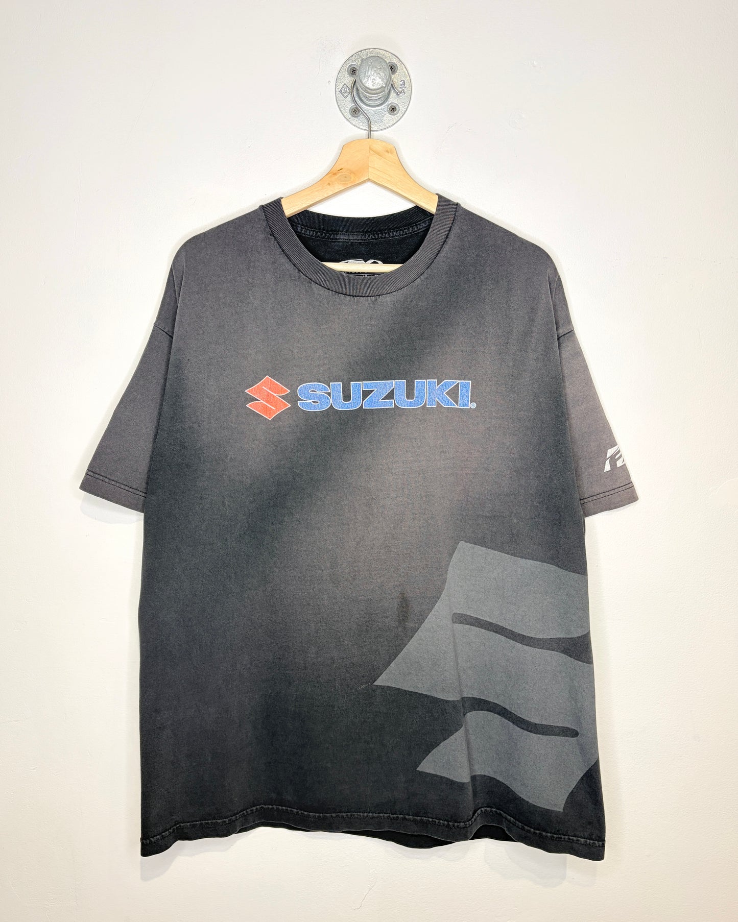 2000s Suzuki Heavily Faded Black Tee Shirt