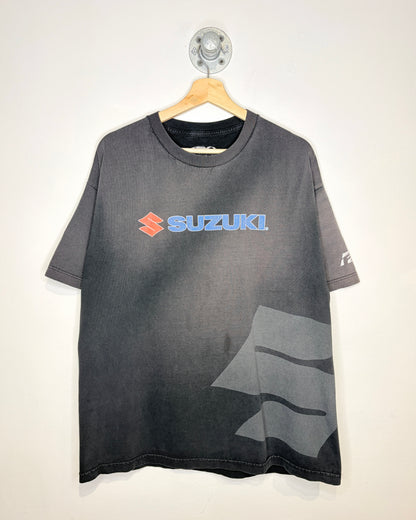 2000s Suzuki Heavily Faded Black Tee Shirt