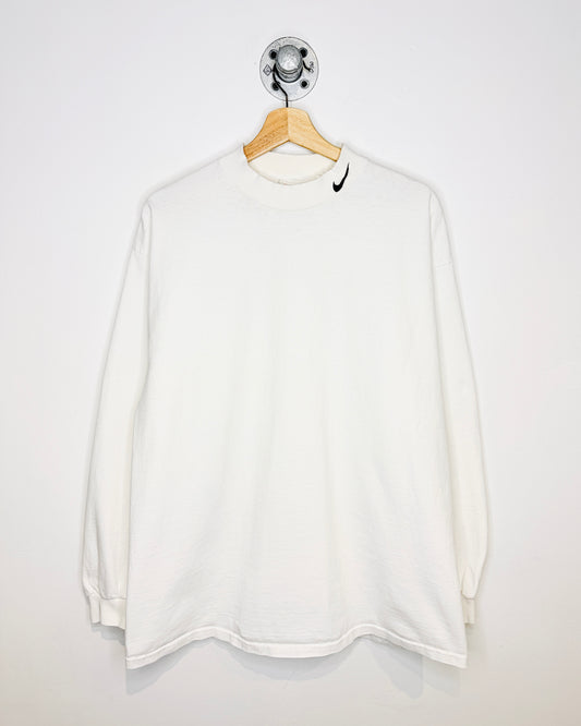 Vintage 90s Nike Mock Neck White Longsleeve Shirt