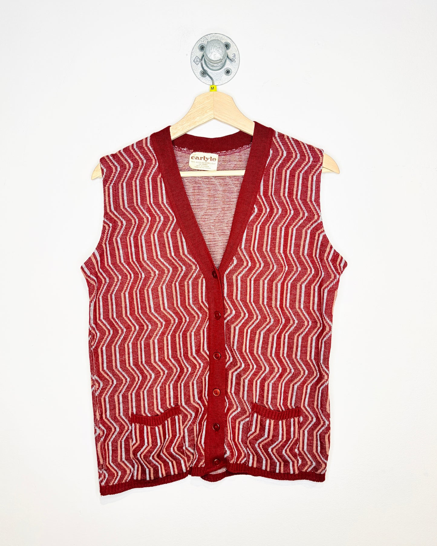 Vintage 1980s Carlyle Burgundy Acrylic Vest
