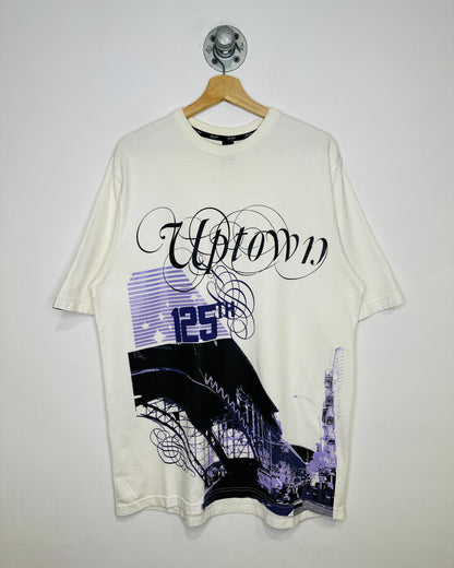 Sean John 125th Uptown Graphic Print White And Purple Tee Shirt