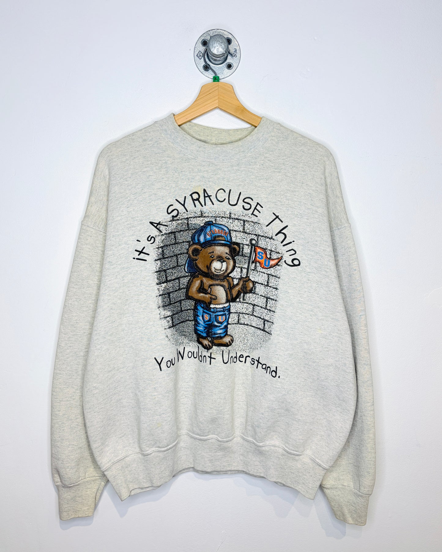 Vintage 1990s Syracuse Bear Grey Crewneck Sweatshirt