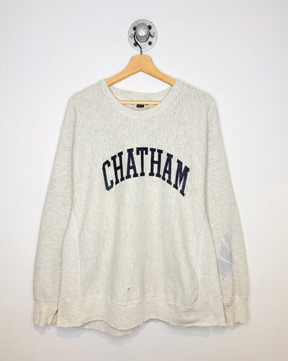 Vintage 90s Chatham Distressed Grey Reverse Weave Crewneck Sweatshirt