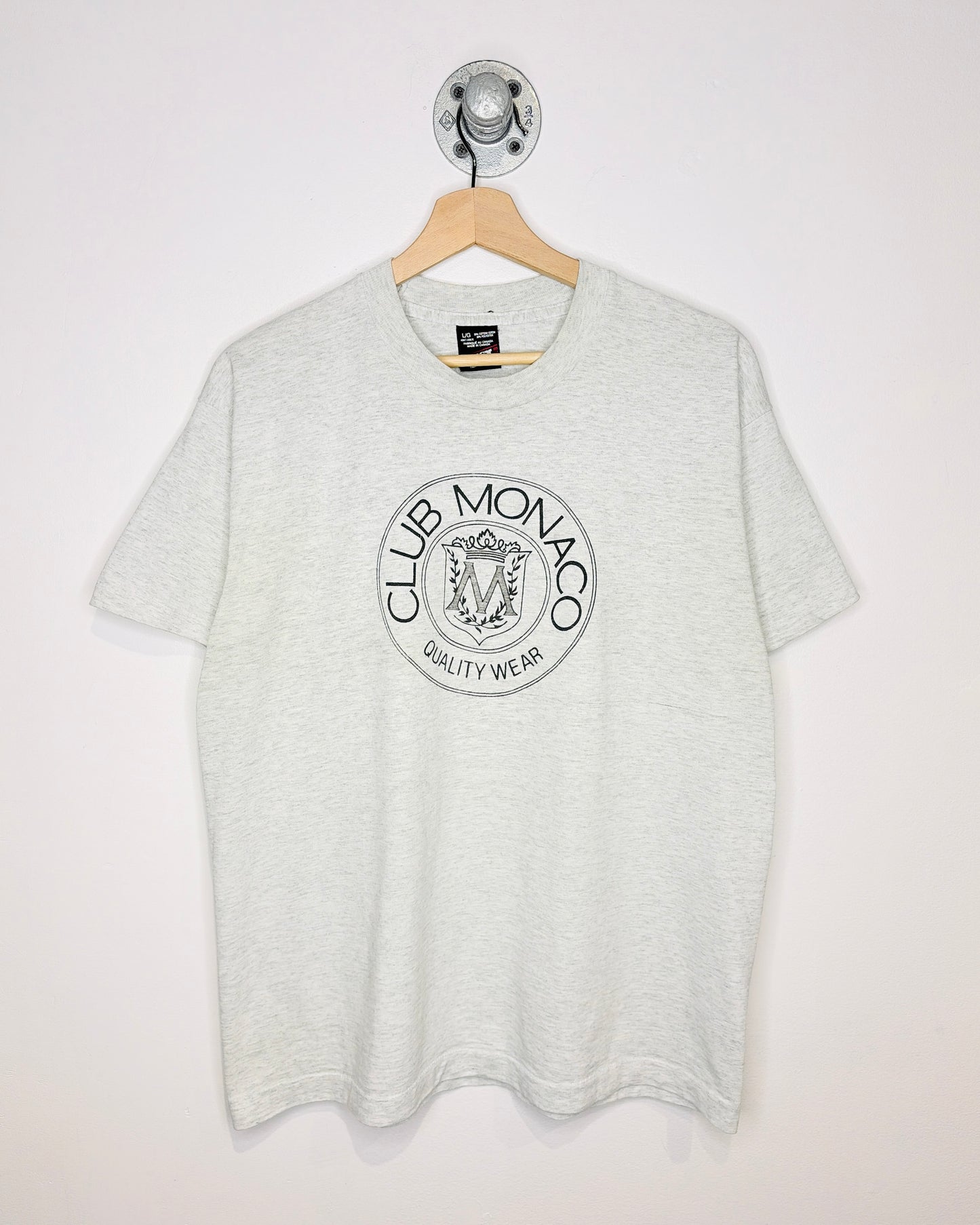 Vintage 90s Club Monaco Crest Ash Grey Tee Shirt
